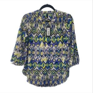 NYDJ 3/4 Sleeve Pleat Back Blouse PXS